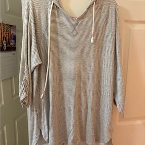 Maurices Light Gray Striped Hoodie